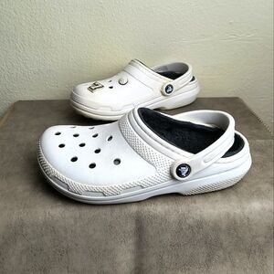 Crocs Classic Lined Clogs Shoe's Women's Size 7/Men's 5 White